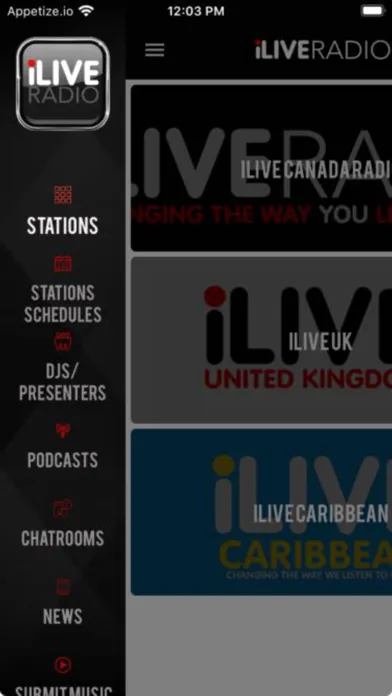 Captures d'écran de iLive Radio Network