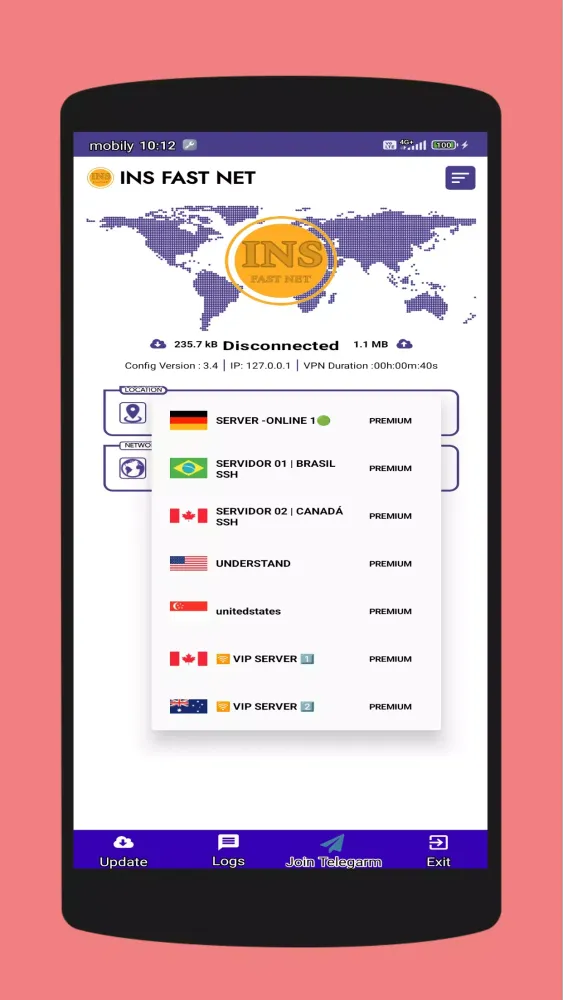 INS FAST NET VPN Screenshots