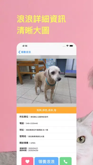 領養浪浪：即時全台流浪毛小孩應用截圖