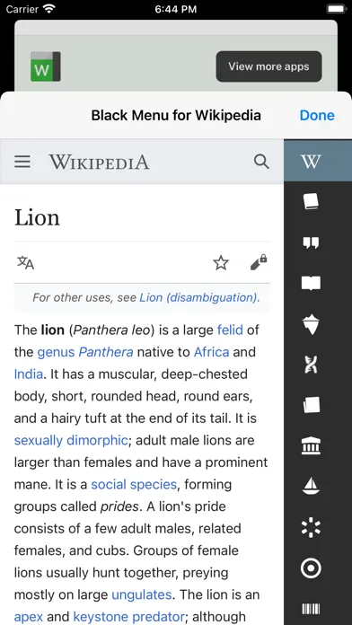 Black Menu for Wikipedia应用截图