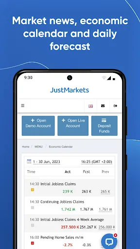 JustMarkets سکرین شاٹس
