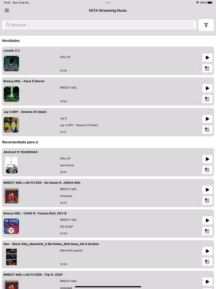 Keta - Streaming Music iPad 应用截图