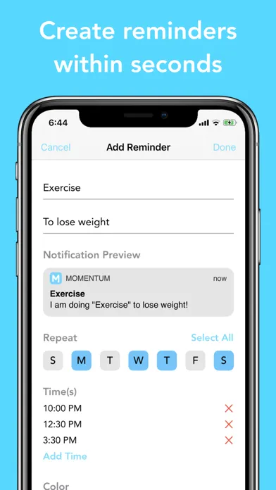 Captures d'écran de Momentum - Habit Reminders