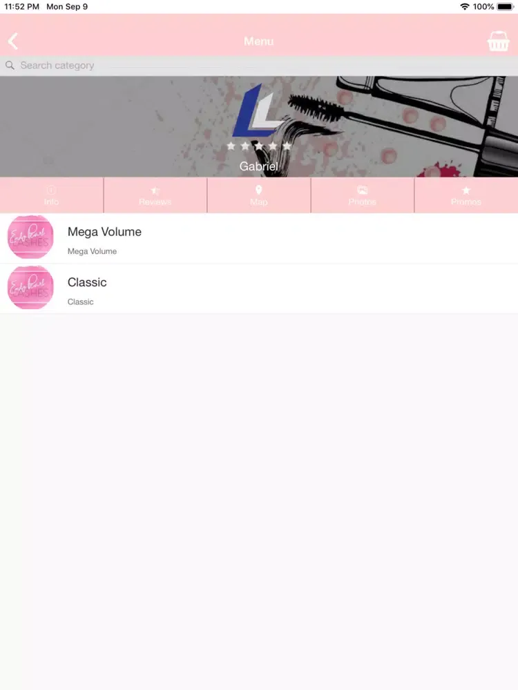 Tangkapan layar Emily Pearl Lashes iPad 