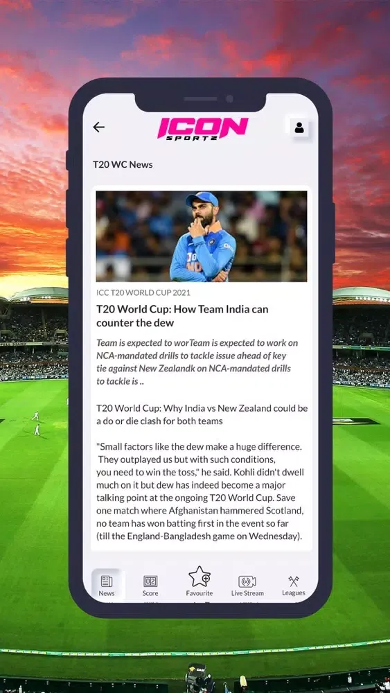 Capturas de tela do Icon sportz Live Score & News