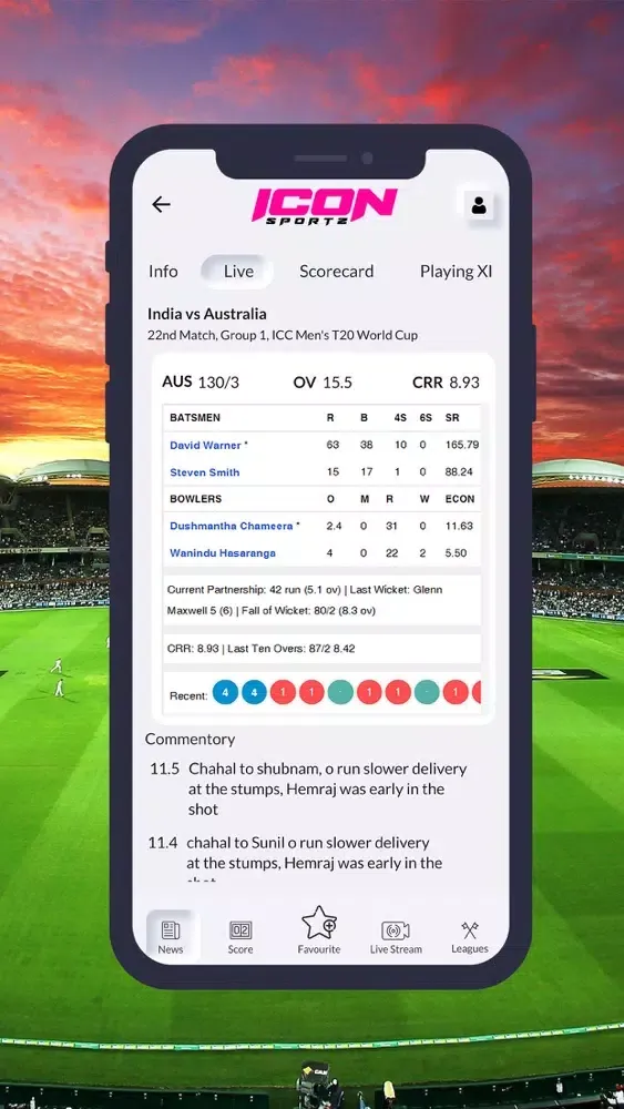 Capturas de tela do Icon sportz Live Score & News