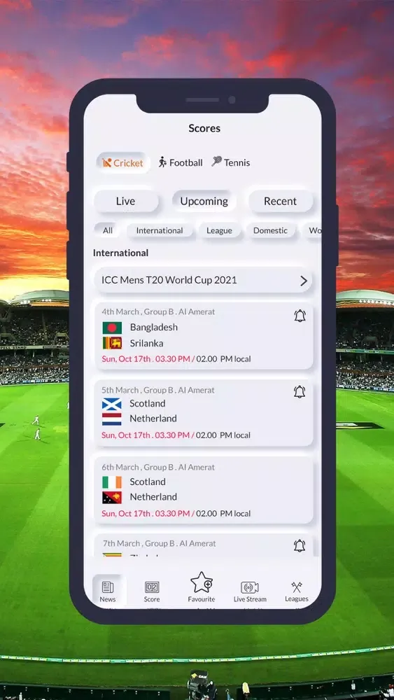 Capturas de tela do Icon sportz Live Score & News