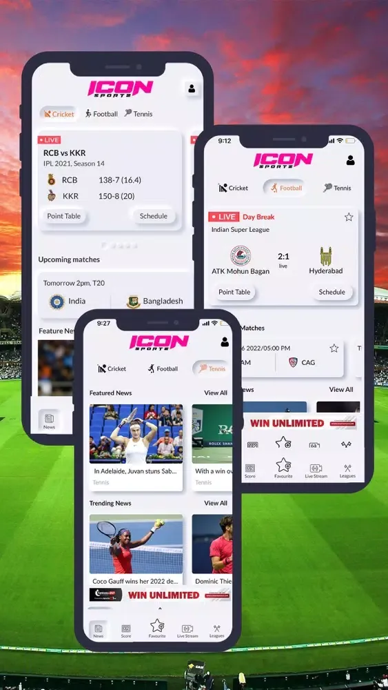 Capturas de tela do Icon sportz Live Score & News