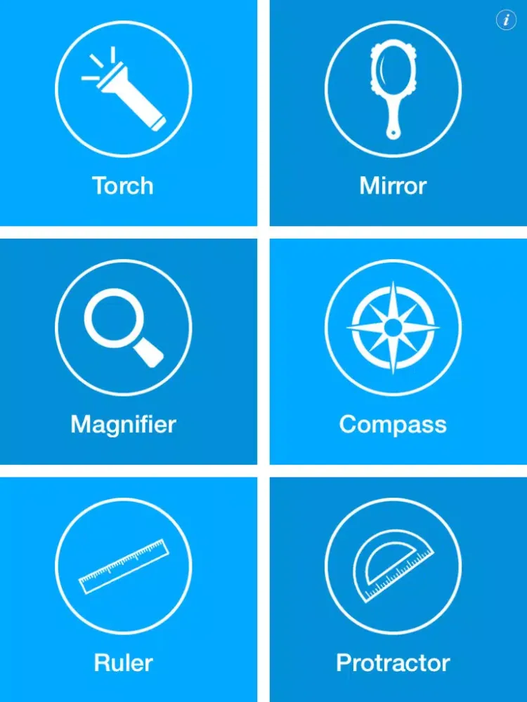 صور Handy Tool Set for Daily Use - 6 in 1 Toolkit with Compass, Flashlight, Ruler, Magnifying Glass ( magnifier ), Mirror and Arc Protractor ! iPad 