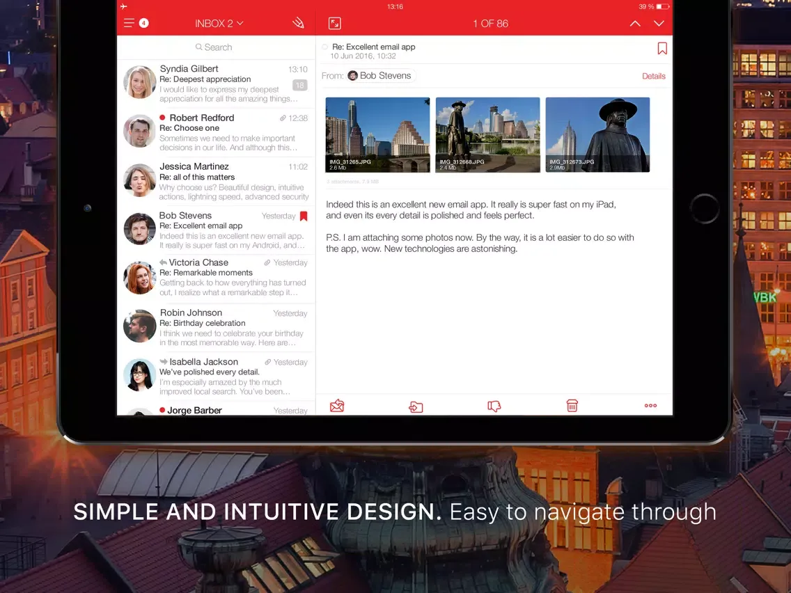 Tangkapan skrin Email Client iPad