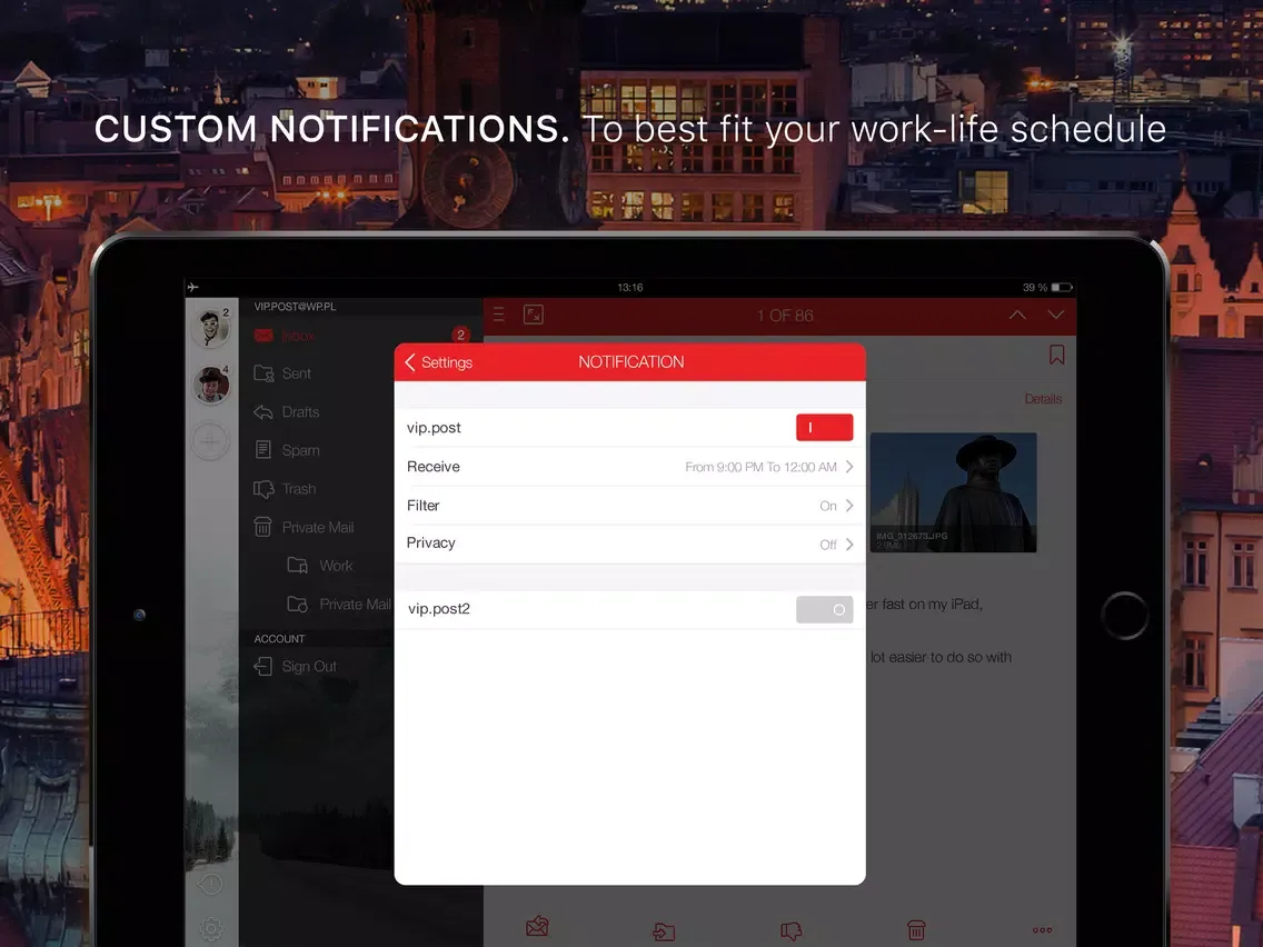 Tangkapan skrin Email Client iPad