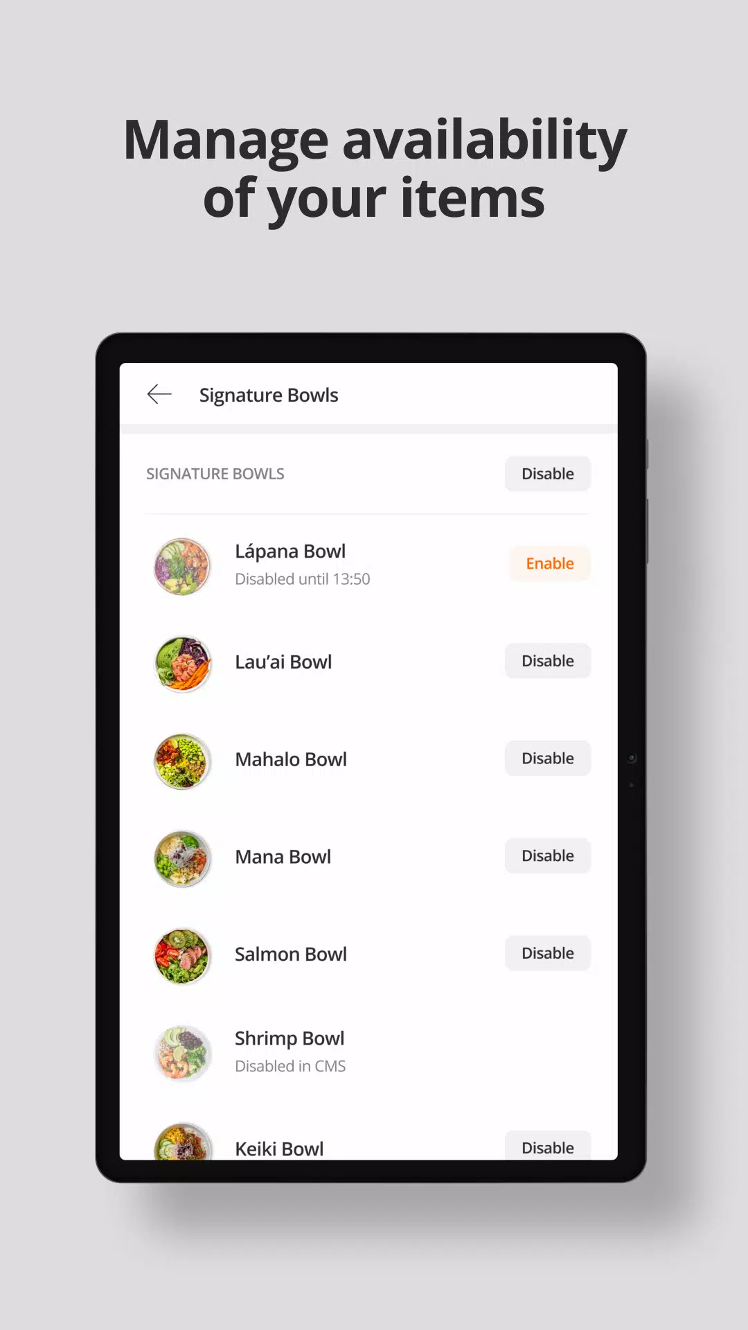 MENU Tablet App Screenshots