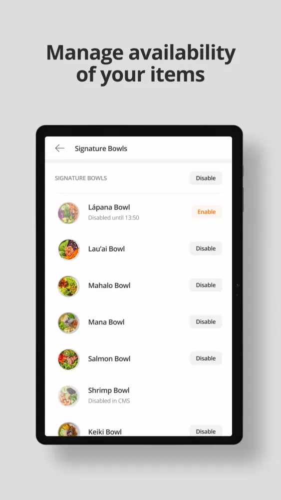 Zrzuty ekranu MENU Tablet App