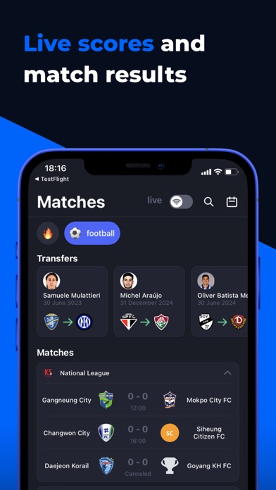 MoreScore Sports Results Screenshots