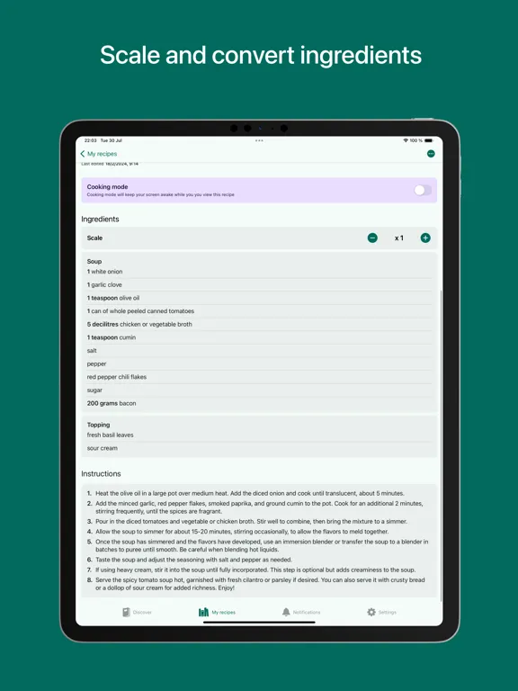 My Recipe Pad - Recipe manager iPad  Screenshots