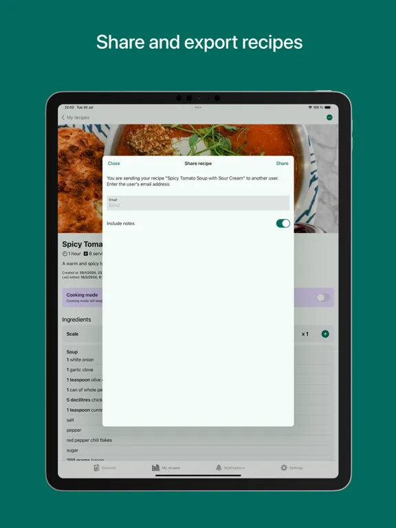My Recipe Pad - Recipe manager iPad  Screenshots