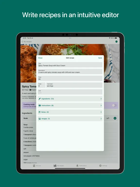 My Recipe Pad - Recipe manager iPad  Screenshots