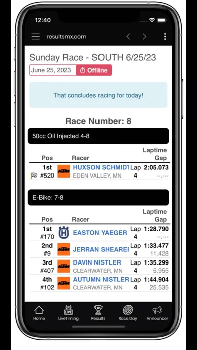 NER TIMING - LIVE RESULTS應用截圖