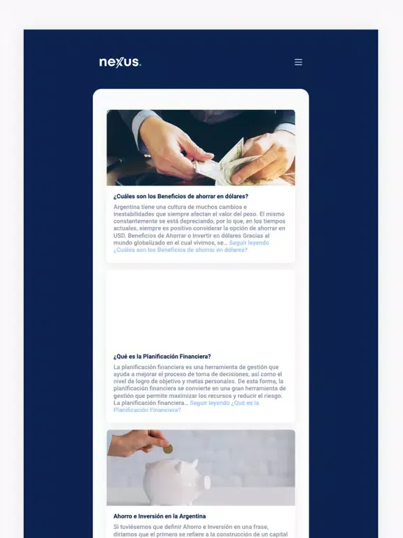 Capturas de tela do Nexus Advisor iPad 