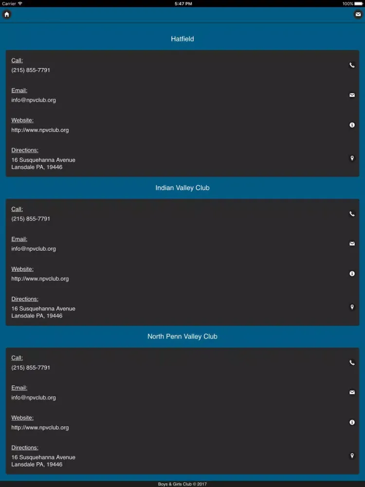 Tangkapan skrin NPV B&G Club iPad 