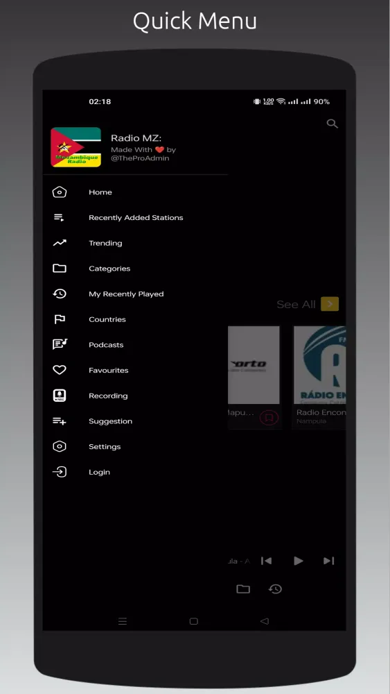 Capturas de tela do Radio MZ: