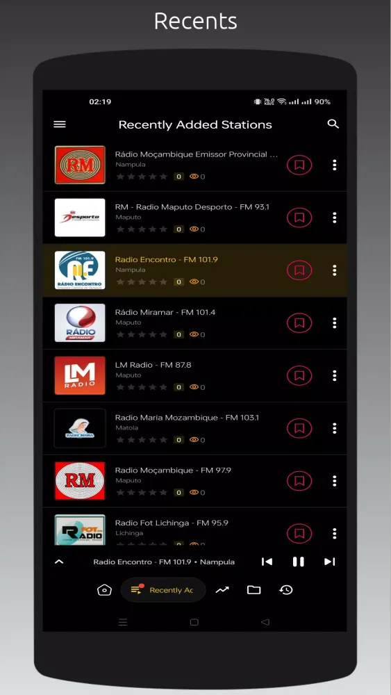 Capturas de tela do Radio MZ: