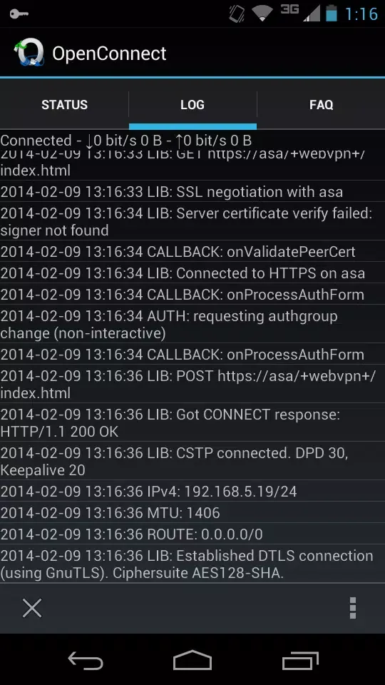 OpenConnect سکرین شاٹس