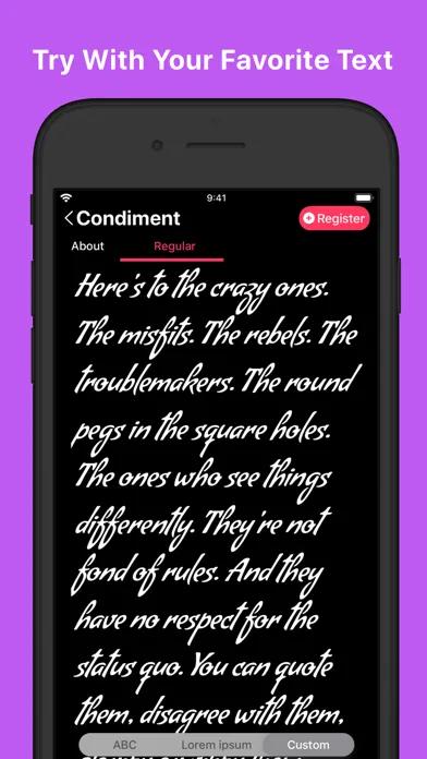 ภาพหน้าจอของ Open Face - Register Fonts