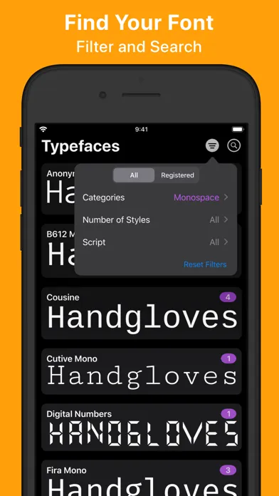 ภาพหน้าจอของ Open Face - Register Fonts