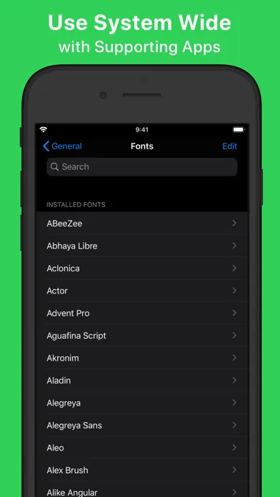 ภาพหน้าจอของ Open Face - Register Fonts
