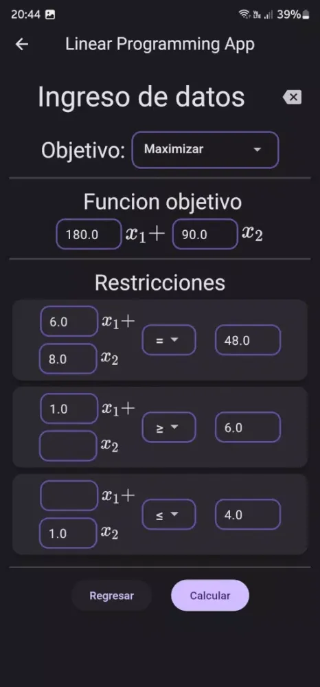 Linear Programming App 스크린샷