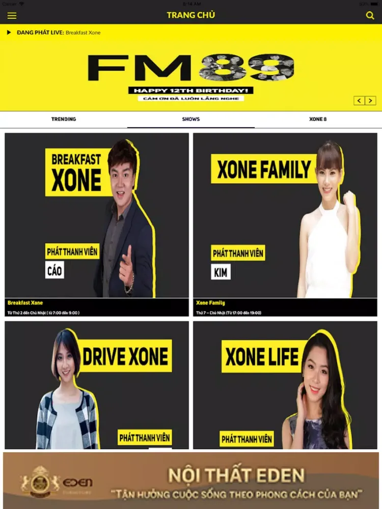 Capturas de tela do Xone FM iPad 
