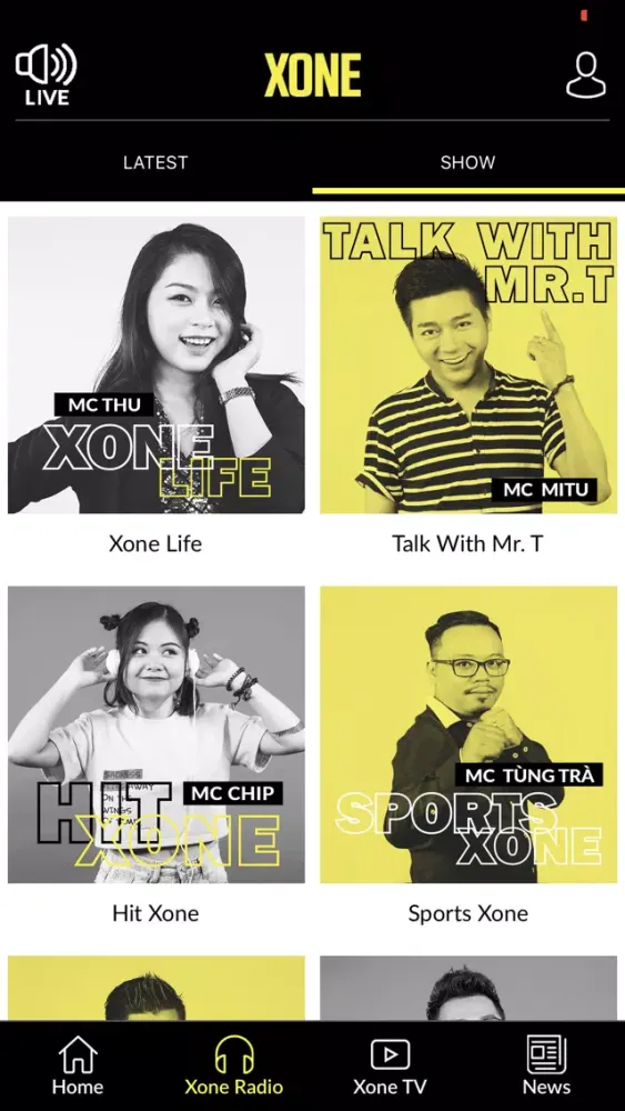 Capturas de tela do Xone FM