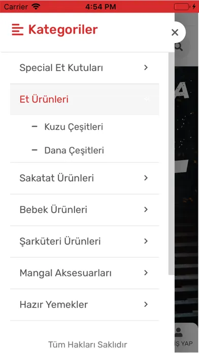 Capturas de tela do Yağlar Et Market