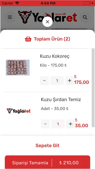 Capturas de tela do Yağlar Et Market
