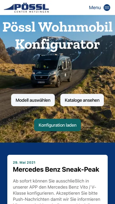 Capturas de pantalla de Pössl Konfigurator
