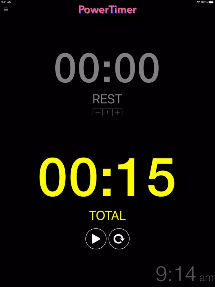 Capturas de tela do PowerTimer App iPad 