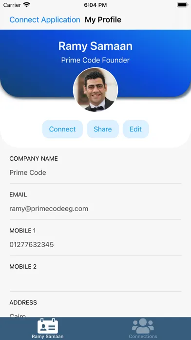 Zrzuty ekranu Connect -Digital Business Card