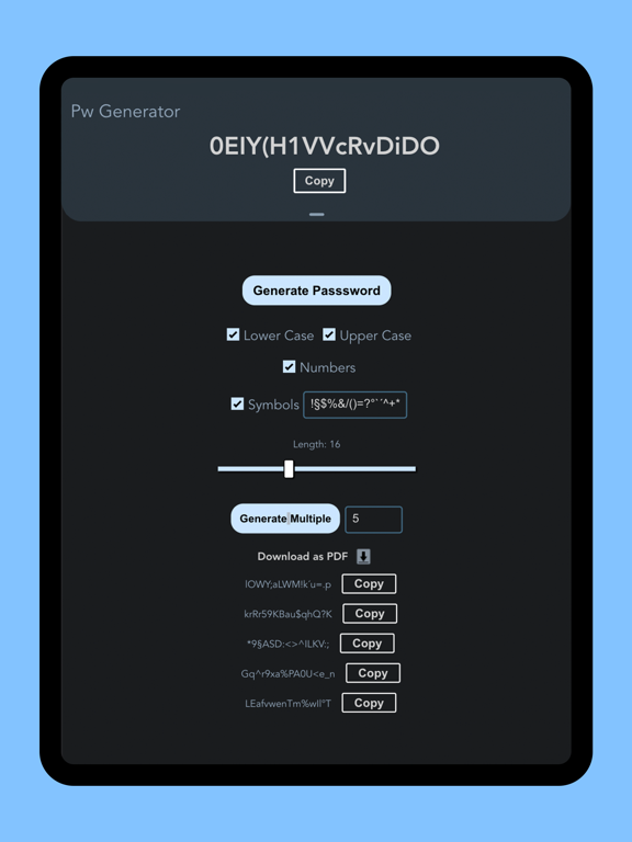 صور Pro Passwords Generator iPad 