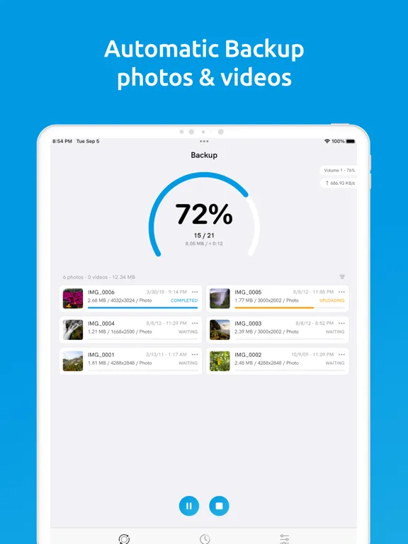 QPhoto Backup iPad  Screenshots