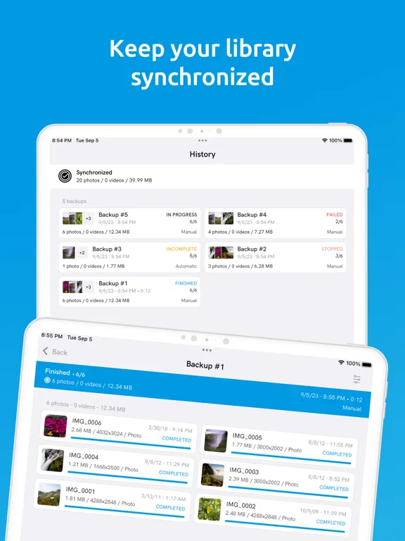 QPhoto Backup iPad  Screenshots