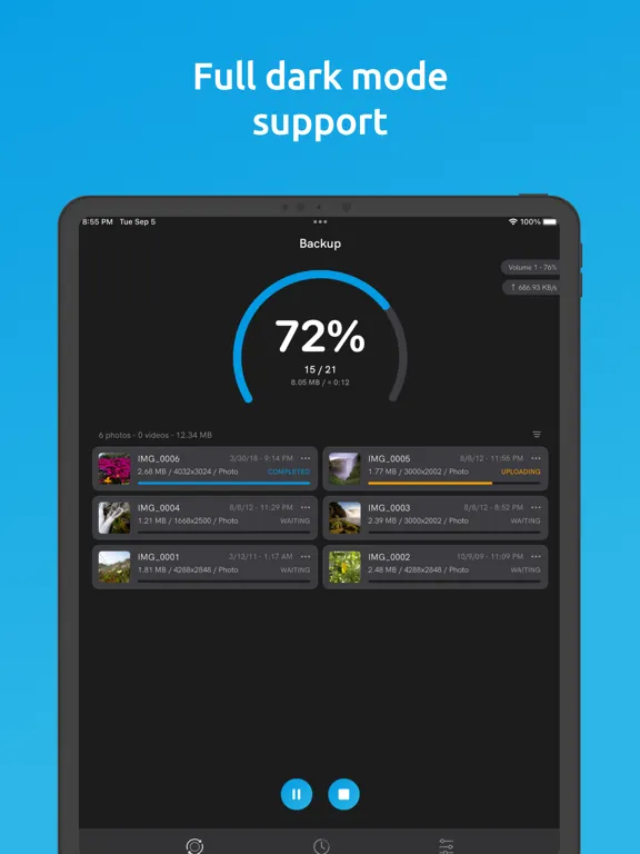 QPhoto Backup iPad  Screenshots