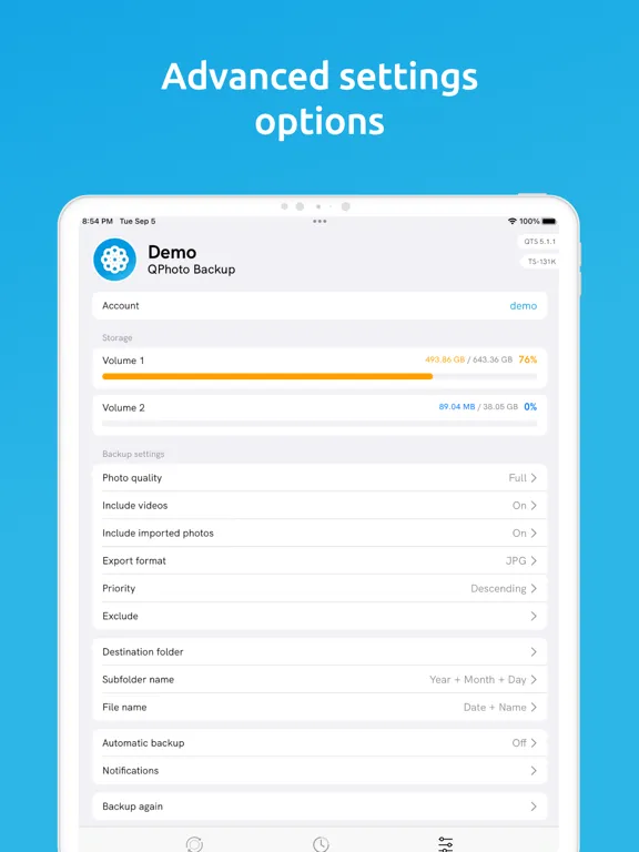 QPhoto Backup iPad  Screenshots