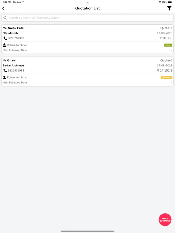 ภาพหน้าจอของ Duo Solar Quotation iPad 