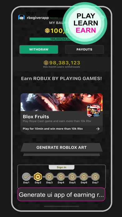 Rbxgiver App AI Play & Earn স্ক্রিনশট