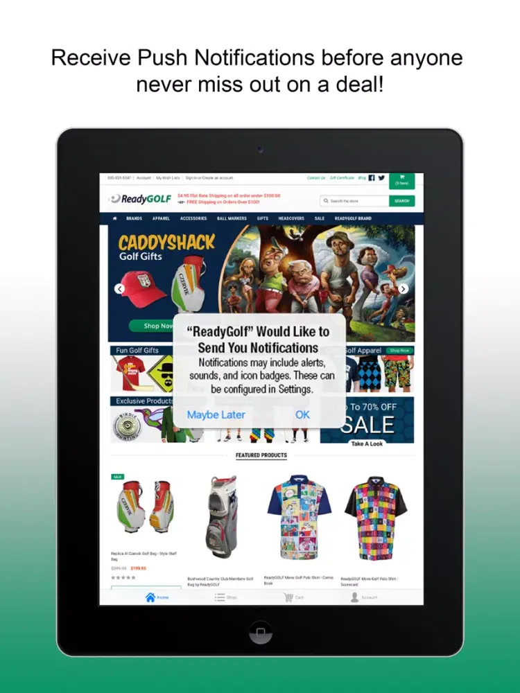 Ảnh chụp màn hình của Ready Golf Store iPad 