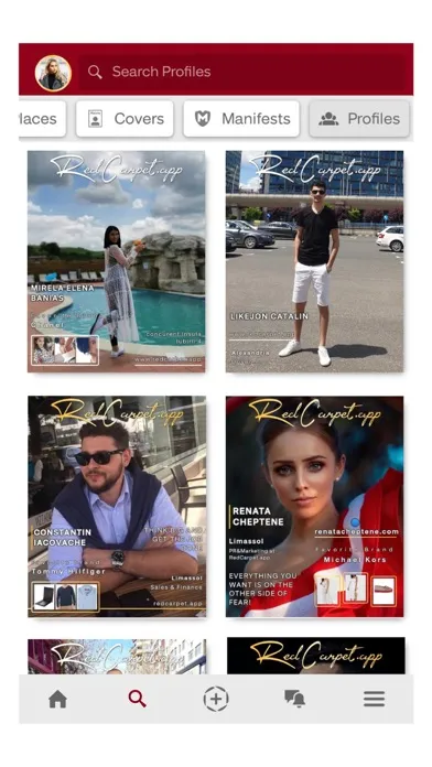Capturas de tela do RedCarpet.app