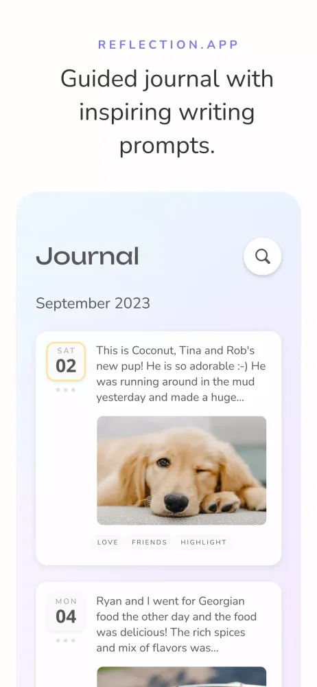 Tangkapan layar Reflection Journal & Prompts