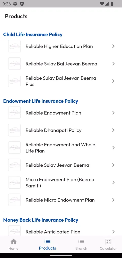 Reliable Life Insurance Screenshots