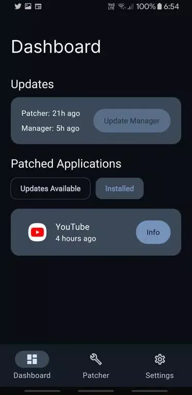 Ảnh chụp màn hình của ReVanced Manager
